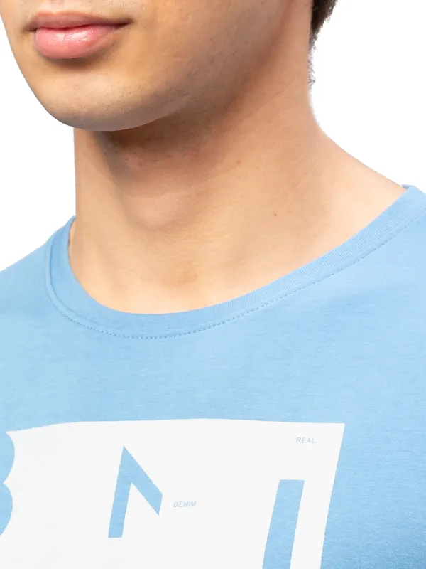 Being Human Regular Fit Men Crew Neck T-Shirts-Blue Jasper